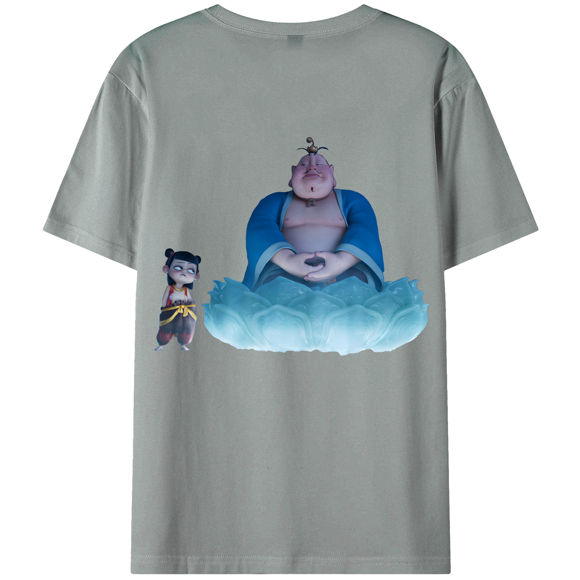 （画像用） Ne Zha 2 ナタ 魔童の大暴れ 綿100％ メンズ半袖Tシャツ（バックプリント） 通気性